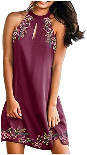 Ljetne haljine za žene 2023 Casual Boho cvjetni vrat sa Halterom izdubljena Mini haljina na plaži bez