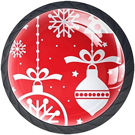 TYUHAW okrugla ladica povlači ručku Sretan Božić crveni ukras štampanje sa zavrtnjima za kućne ormare vrata Kuhinjski