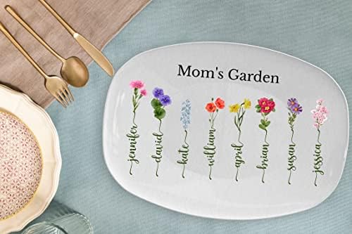 Prilagođeni mamin vrt personalizirani poklon za mamu poklon Majčin dan rođendanski poklon od djece prilagođeni rođeni cvjetni pladanj Prilagođeni naziv pladnja poslužavnici za posluživanje tanjira za riblje jelo odrezak