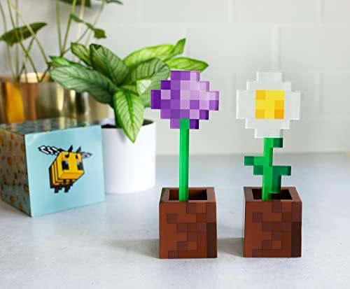 Minecraft Daisy i Allium Flower Pot svjetla za raspoloženje, Set 2 / noćne lampe sa LED svjetlom za spavaću sobu, radni stol, dnevni boravak / potrepštine za uređenje doma / pokloni za Video igre i kolekcionarstvo
