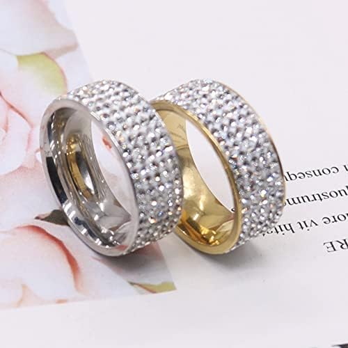 2kom 8mm Nerđajući čelik sjajni puni kristalni prstenovi Set elegantni Multiredni kubni cirkonij vjenčanje angažman obećanje izjava prsten modni nakit za žene muškarce zlato srebro crno 6-13