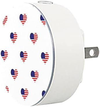 2 paket Plug-in Nightlight LED noćno svjetlo Love Heart uzorak zastave SAD-a sa senzorom sumraka do