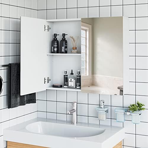 SOMY ormarić za ogledalo za kupatilo, zidni ormarić za lijekove bez okvira sa dvostrukim ogledalom i podesivim policama, udubljeni ili površinski montažni kupaonski viseći ormar