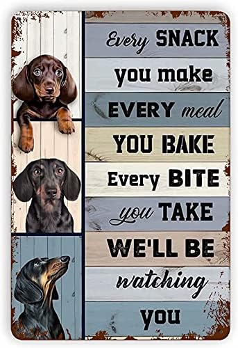 Smiješni pas jazavčar Aluminijumski metalni znak, gledat ćemo vas, Poster za zidni dekor početna kupaonica spavaća soba Kuhinjski Bar Kafe 8x12 inča