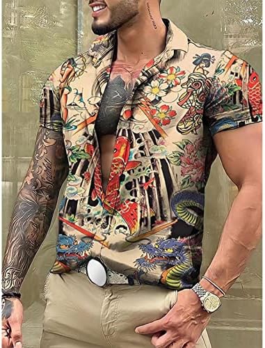 Ljetne Muške Košulje Muškarci Moda Proljeće Ljeto Casual Kratki Rukavi Spušteni Vrat Štampane Majice Top Bluze Majice