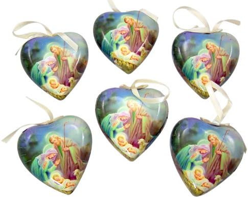 Set od 6! San u obliku srca u nebeskom miru Sveta porodica Decoupage Božić Ornament