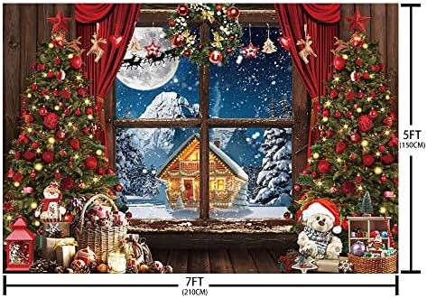 AIBIIN 7x5ft zimski Božić pozadina za fotografiju Sretan Božić Tree prozor Santa Claus Retro Drvo pozadini Holiday