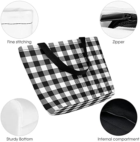 Crno-bijela Gingham torba za višekratnu upotrebu slatka torba za rame torba za kupovinu putna