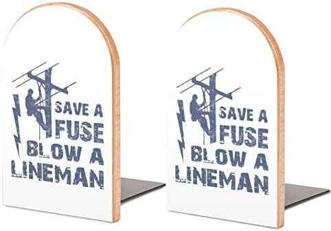 Lineman Save a Fuse-Blow a Lineman Cute Book EndsWooden Bookends držač za police knjige razdjelnik moderni