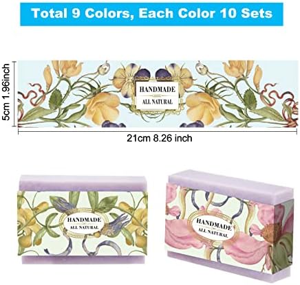 PH Pandahall 9 stilova Flower Wrap trake, 90pcs ručno rađeni sapuni Vintage Cvjetni sapun Oznake Vertikalne