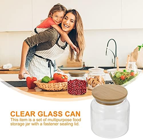 Doitool 2pcs Glass Jar sa drvenim poklopcem Hrana za skladištenje hrane za slatkiše za čaj