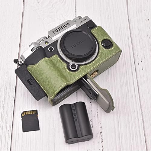 MUZIRI KINOKOO zaštitna futrola kompatibilna za Fuji XT5 / X-T5 kameru - PU kožna futrola za polu - tijelo sa remenom za ruke - zeleni Set