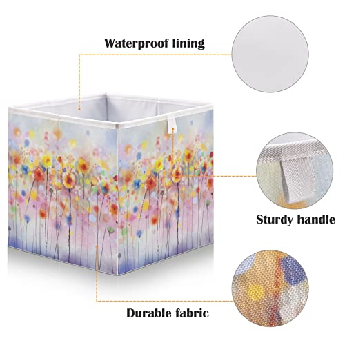 Akvarel Flowers Cube Storage Bin sklopive kocke za odlaganje vodootporna korpa za igračke za kocke kante za