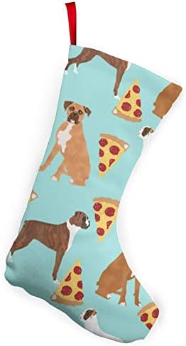 ~ Boxer Dog pizza Božićne čarape - 10 inča Božićne čarape Kamin Viseći čarape za obiteljski Božićni ukras Odmor sezona Dekor za zabavu