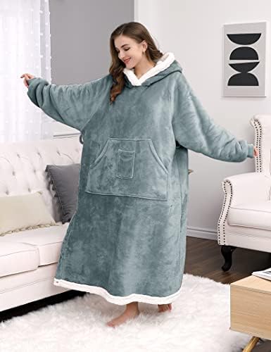 Caromio dugi nosit će preveliki super topla sherpa flanel dukserica pokrivač s kapuljačom s kapuljačom