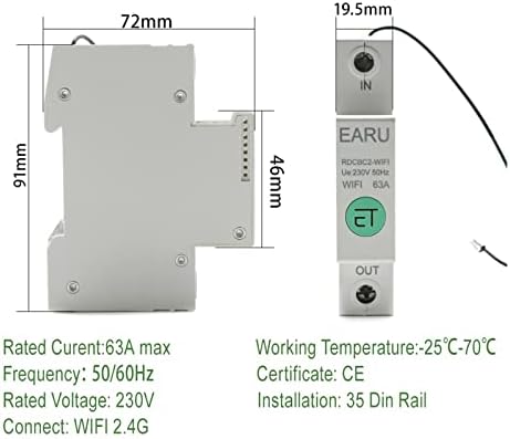 Jemita 1p DIN Rail WiFi Smart Energy Meter potrošnja električne energije KWH mjerač prekidača prekidač releja voltmetar za pametni dom