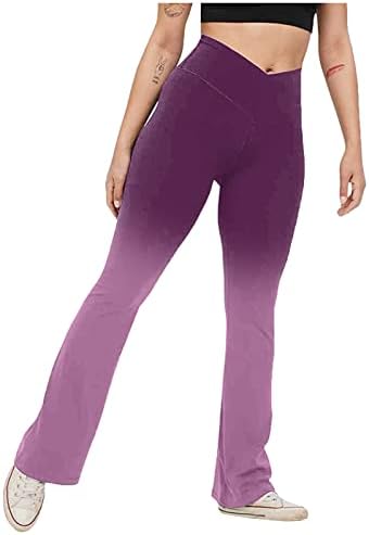 Ženski gradijentski ispis Yoga pant za čizme izrezane viseće struk-vježbaonice elastične ne-vidite kroz joga hlače flare