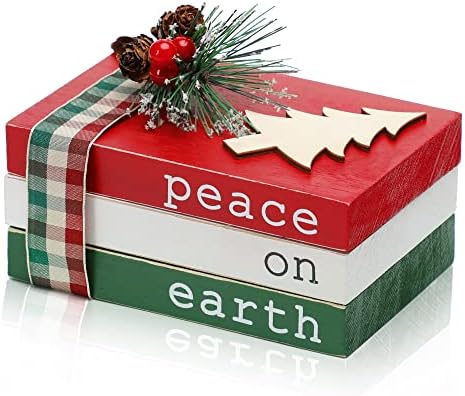 Božićna boska, božićni dekor ladice, mir na Zemlji Mini lažne ukrasne knjige s borovom bobicom, dekor uzgoj kuće za kućni stol mant
