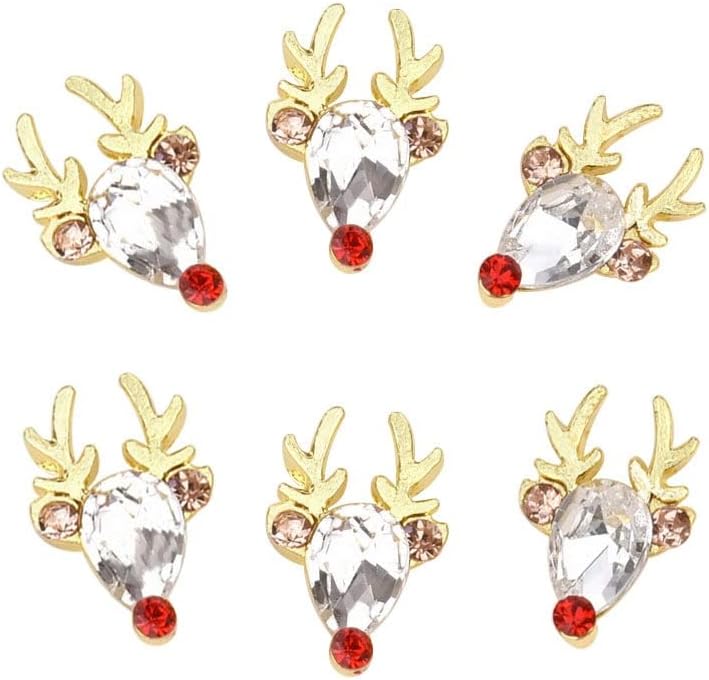 10kom Nail Diamonds Rhinestones Glass Gems Deer čari dizajn Božićni oblik ukrasi za umjetnost noktiju