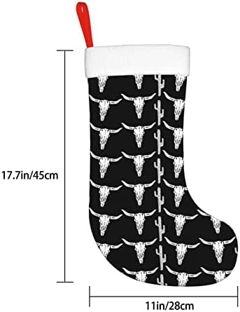 Austenstern Božićne čarape Longhorn lubanje Siva priroda Dvostrana kamina Viseće čarape