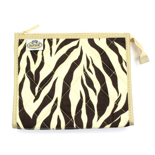 Kozmetička torba, puna poliesterska obloga, dva džepa u unutrašnjosti, smeđa i kremu Zebra