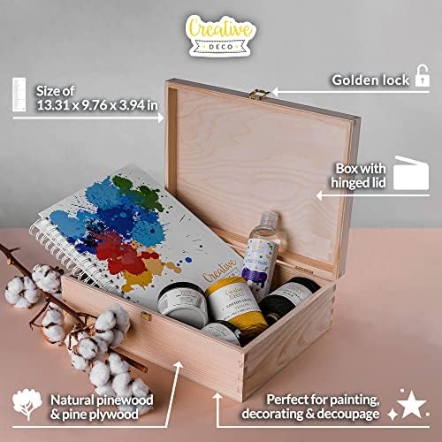 Creative Deco A4 Drveni kutija za odlaganje odlagača | 13.30 x 9.76 x 3,93 u | Zlatni zasun i poklopac