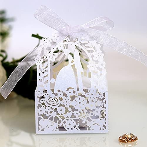 Kubert 50pcs mladenka Groom Laser Cut Wedding Favors Box Candy Box Princess Poklon kutija Vjenčanje zabava Dječji
