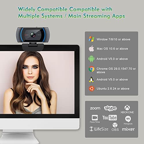 Web kamera za angetu sa mikrofonom i privatnošću Automatsko forumi 1080p USB web kamera sa