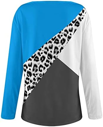Patchwork Duks Ženske Leopard Karirane Košulje S Geometrijskim Printom Duge Rukave Holiday Casual Labavi Pulover Topovi