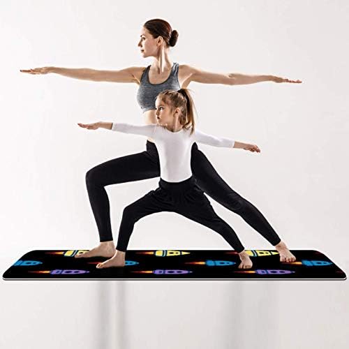 Unicey debeli Neklizajući vježbe & amp; fitnes 1/4 yoga mat sa crnim svemirski brod uzorak Print za Yoga Pilates
