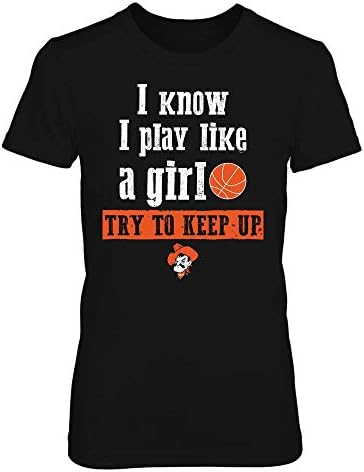 FanPrint Oklahoma State Cowboys T - Shirt-Igrajte Kao Djevojka-Košarkaški Tim
