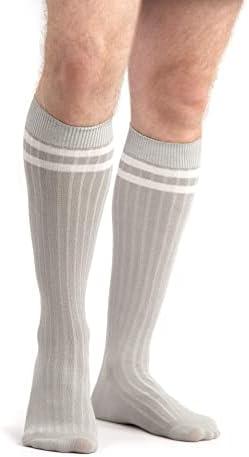 Serici 4 x muški koljeno visoke pamučne trake s prugama | Preko čarapa teleta | Čarape za haljinu | Veličina 9-11