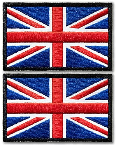 ANLEY Tactical United Kingdom EmpleDredne zakrpe - 2 x 3 Zastava u Velikoj Britaniji Šive na grb zakrpu - vezanje petlji i kuka pričvrstite se na taktičke kape, odjeće i zupčanike