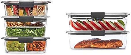 Rubbermaid Leak-Proof Brilliance set za skladištenje hrane, 5 pakovanja, Clear & amp; Procuren Brilliance skladište hrane 12-dijelni plastični kontejneri sa poklopcima / Bento Box style Sandwich and salat lunch Kit, Clear