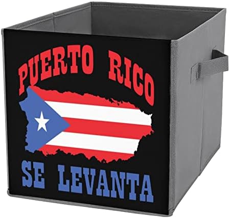 Puerto Rico se Levanta5 Skladišna kockica za skladištenje tkanine u 11 inča Sklopivi kanti za odlaganje s ručkama