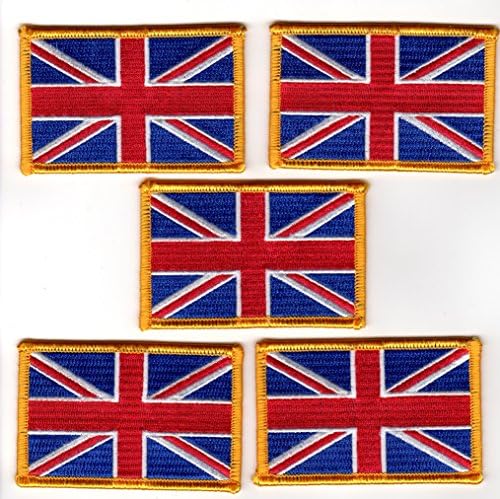 Zastava ujedinjene Kraljevstvo izvezena patch zlatna granica - 5 pakovanja