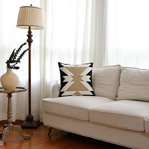 Ikatyarn crno bijeli kafe AZTEC jastuk za vez jastuk za vez, boho plemenski geometrijski jastučnica, moderna