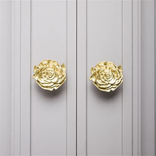 Čvrsta mesingana ručica ruže ormar oblika cvijeta ormar ormar za oblikovanje vrata ručke zlatne jednorodne rupe povlači namještaj 1pcs