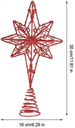 KESYOOO VINTAGE ORNAMENT Crveno svjetlucavo božićno stablo 8-točka zvijezda Star Treetop zvijezda Božićno ukrašavanje odmora za praznične ukrase za vjenčani ukrasi