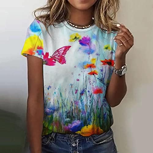 Košulje za žene Ženske ležerne tiskane majice Summer kratkih rukava Labava majica