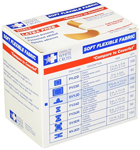 Američki bijeli križ mekane fleksibilne trake za ljepilo, sterilno, 1-1 / 2 x 2-9 / 16 nožni prst, 100 / kutija, 12 kutija / futrola