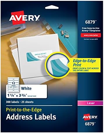 Avery laserske oznake, mat, Mailing, 3-3 / 4 x 1-1 / 4, 300 po pakovanju , bijele