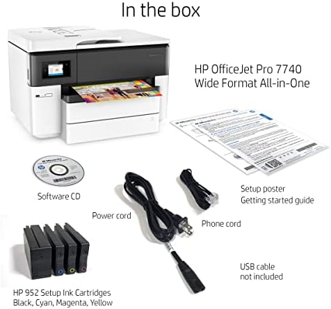 HP OfficeJet Pro 7740 sve-u-jednom bežični Inkjet štampač u boji-Skeniraj kopiju faksa-22 ppm, 4800