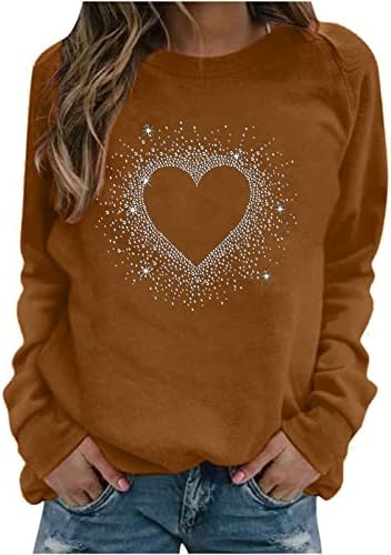 Ruziyoog Halloween grafički Top za žene Casual Crew vrat dugih rukava košulja bluza trendi pulover sa printom od vještačkog kamena
