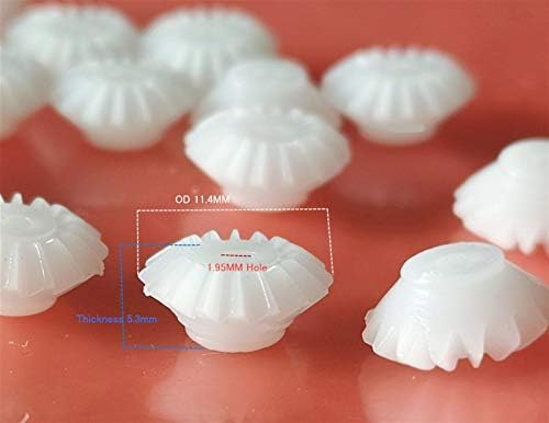 UTEYEEW 10kom 16T zakošeni spiralni zupčanici 1.95 MM 2mm 90° pravougaoni plastični zupčanici 11.4 mm od