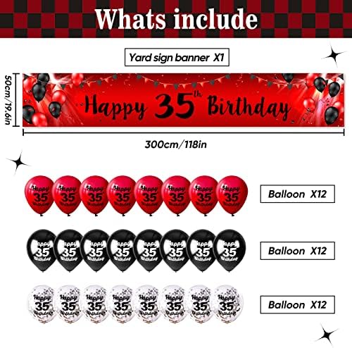 Happy 35. rođendanski potpisni znak sa balonima Arch Kit Crvena i crna - navijači do 35 godina Old Rođendanska