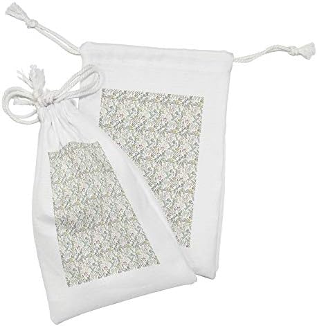 AMBESONNE Retro tkanina Torbica set od 2, lišće uzorak botaničkog dizajna Eko umjetnosti Ponavljajući dizajn,