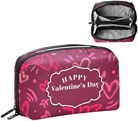 Travel Makeup torba Vodootporna kozmetička torba torba za točku šminke za žene i djevojke, valentinovo ljubičasto ružičasto srce