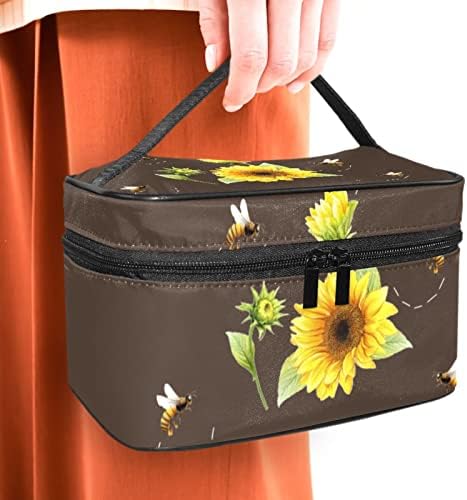Lorvies Suncokret i pčela kozmetička torba Platna Travel Toaletska torba Vrhunska ručka Jednostruki sloj