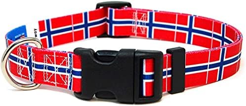 Ogrlica Norveške | Norveška zastava | Brzo izdanje kopča | Napravljeno u NJ, SAD | za male pse